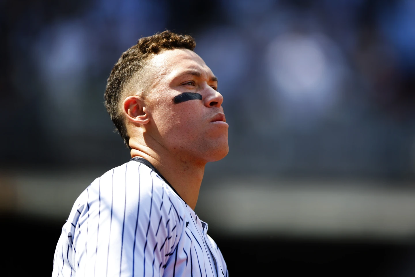 Aaron Judge of the New York Yankees looks on in the game against the Tampa Bay Rays at Yankee Stadium in New York City, April 20, 2024. /AP