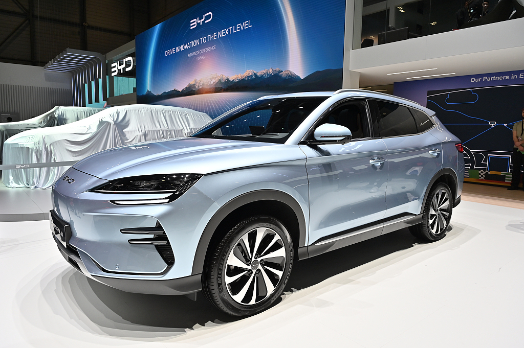 A BYD Seal U all Electric EV car is displayed during the Geneva Motor Show 2024 at Palexpo on February 26, 2024 in Geneva, Switzerland. /CFP