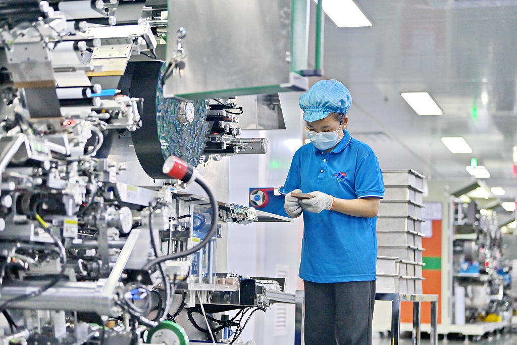 Inside a lithium-ion batteries manufacturing factory in Ji'an, Jiangxi Province, China, April 22, 2024. /CFP