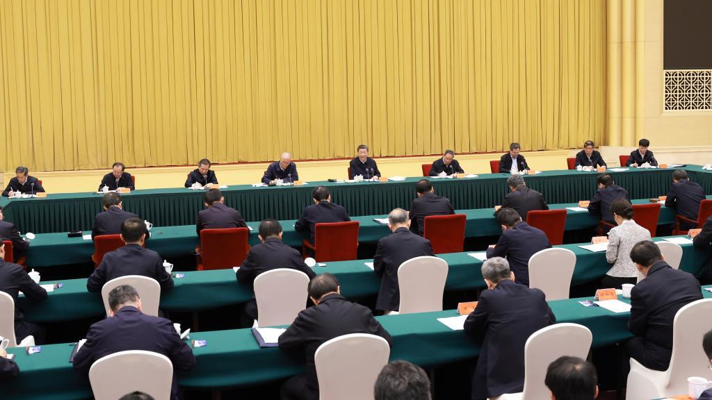 Chinese President Xi Jinping, also general secretary of the Communist Party of China Central Committee and chairman of the Central Military Commission, chairs a symposium on boosting the development of China's western region in the new era in southwest China's Chongqing Municipality, April 23, 2024. /Xinhua