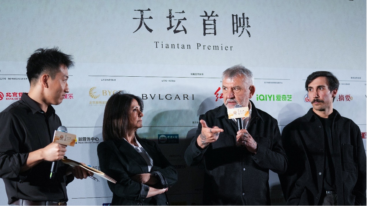 Actors and directors associated with the Tiantan Award-nominated films engage with fans at the movie theater, April 24, 2024. Chen Bo/CGTN