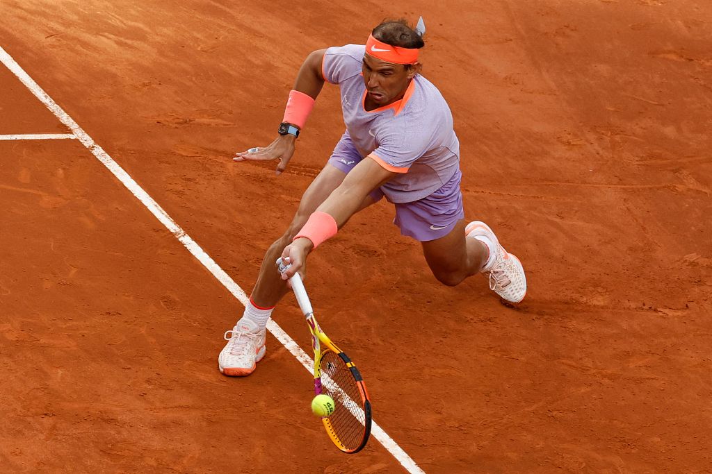 Spain's Rafael Nadal returns the ball during the first round of the Madrid Open at La Caja Magica in Madrid, Spain, April 25, 2024. /CFP