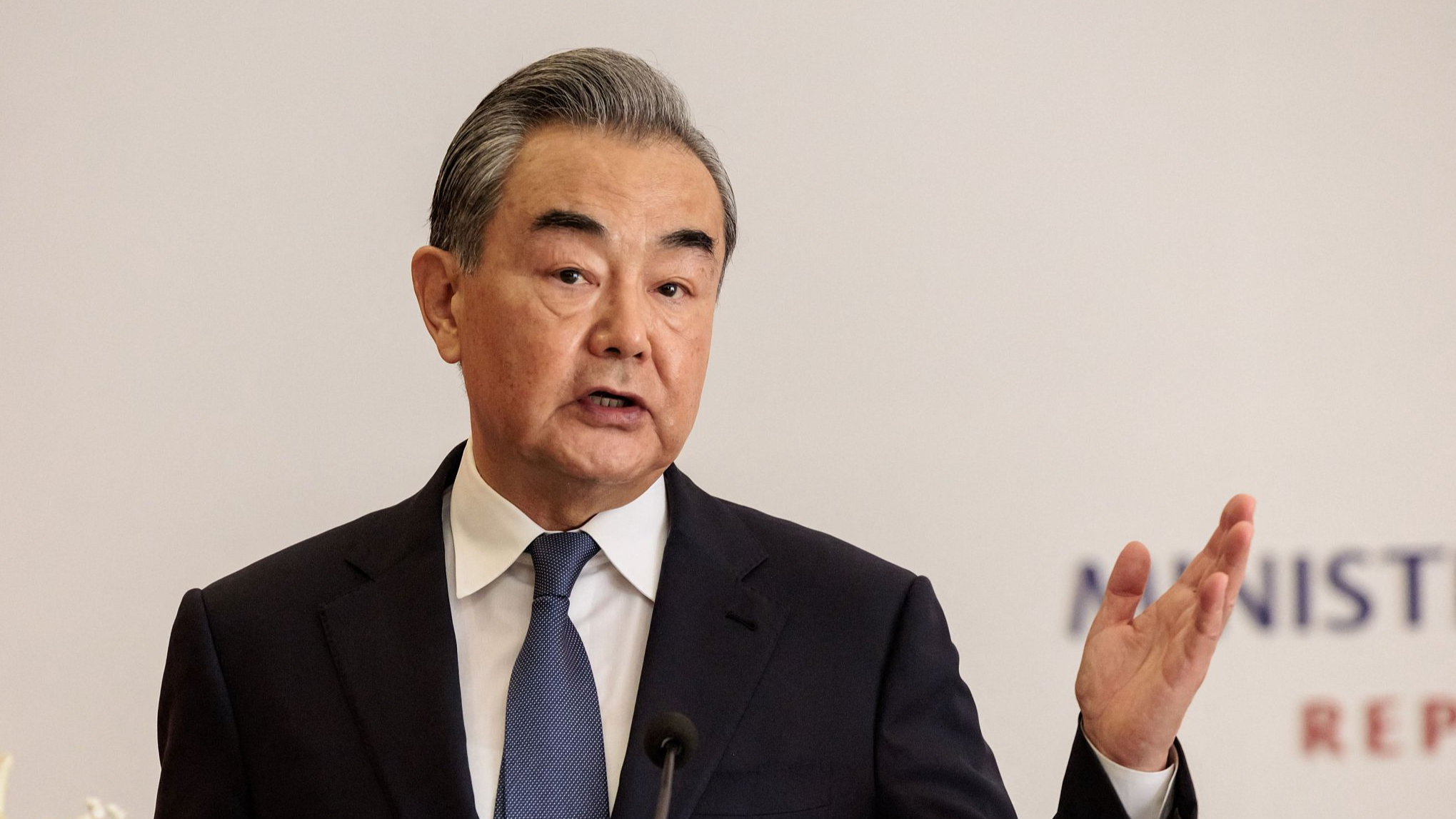 Chinese Foreign Minister Wang Yi speaks during a press conference in Jakarta, Indonesia, April 18, 2024. /CFP
