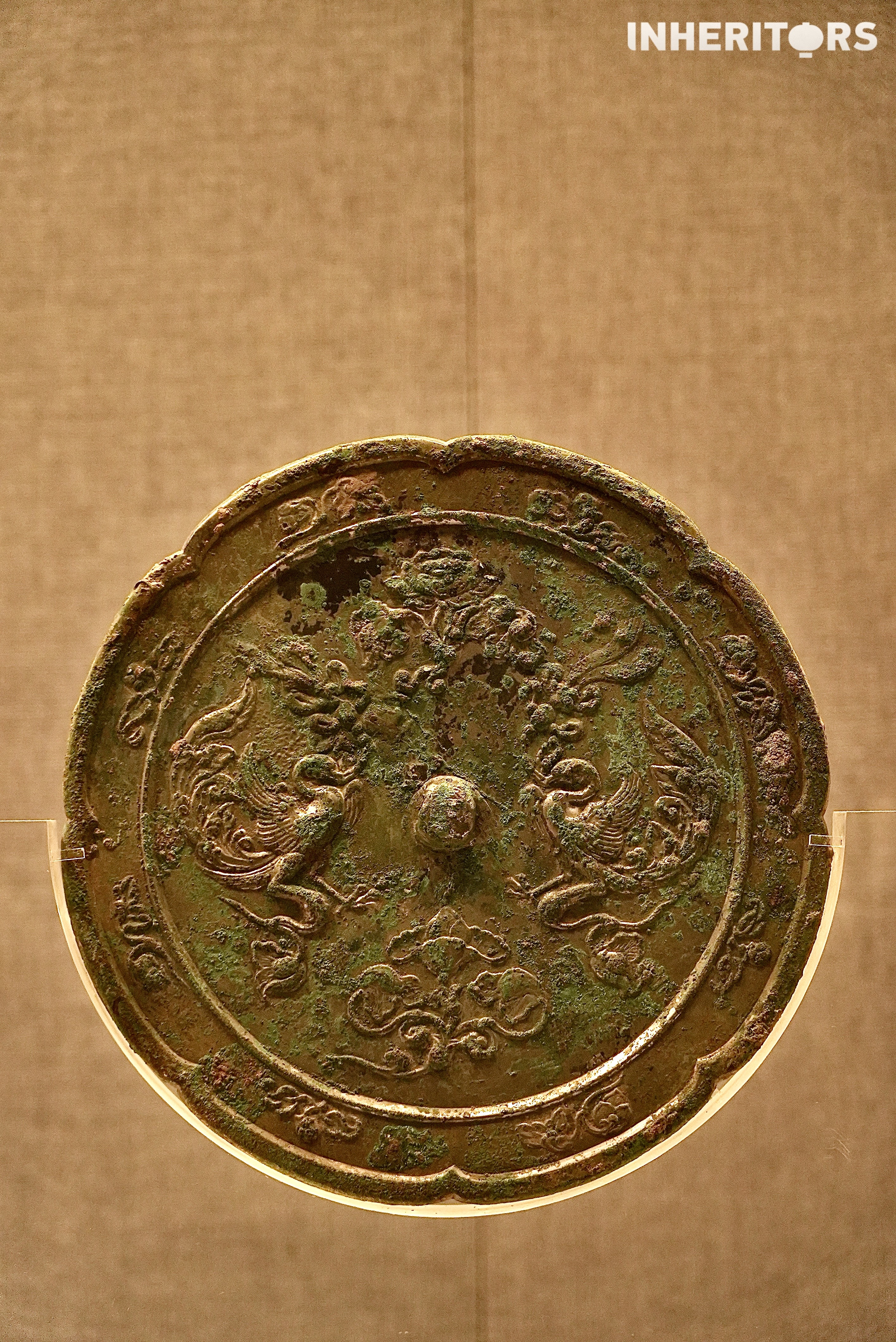 An ancient hand mirror is displayed in Luoyang, Henan Province. /CGTN