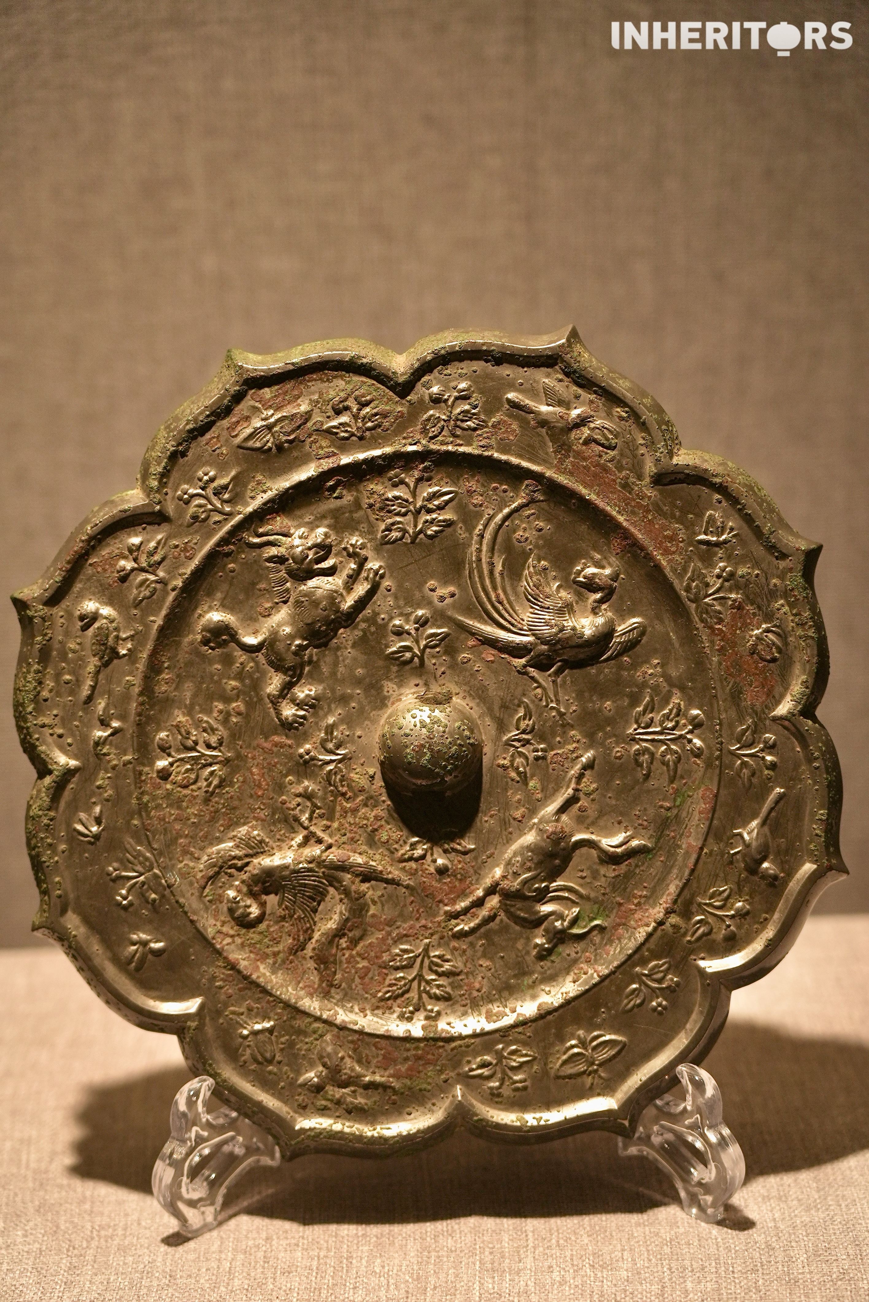An ancient hand mirror is displayed in Luoyang, Henan Province. /CGTN