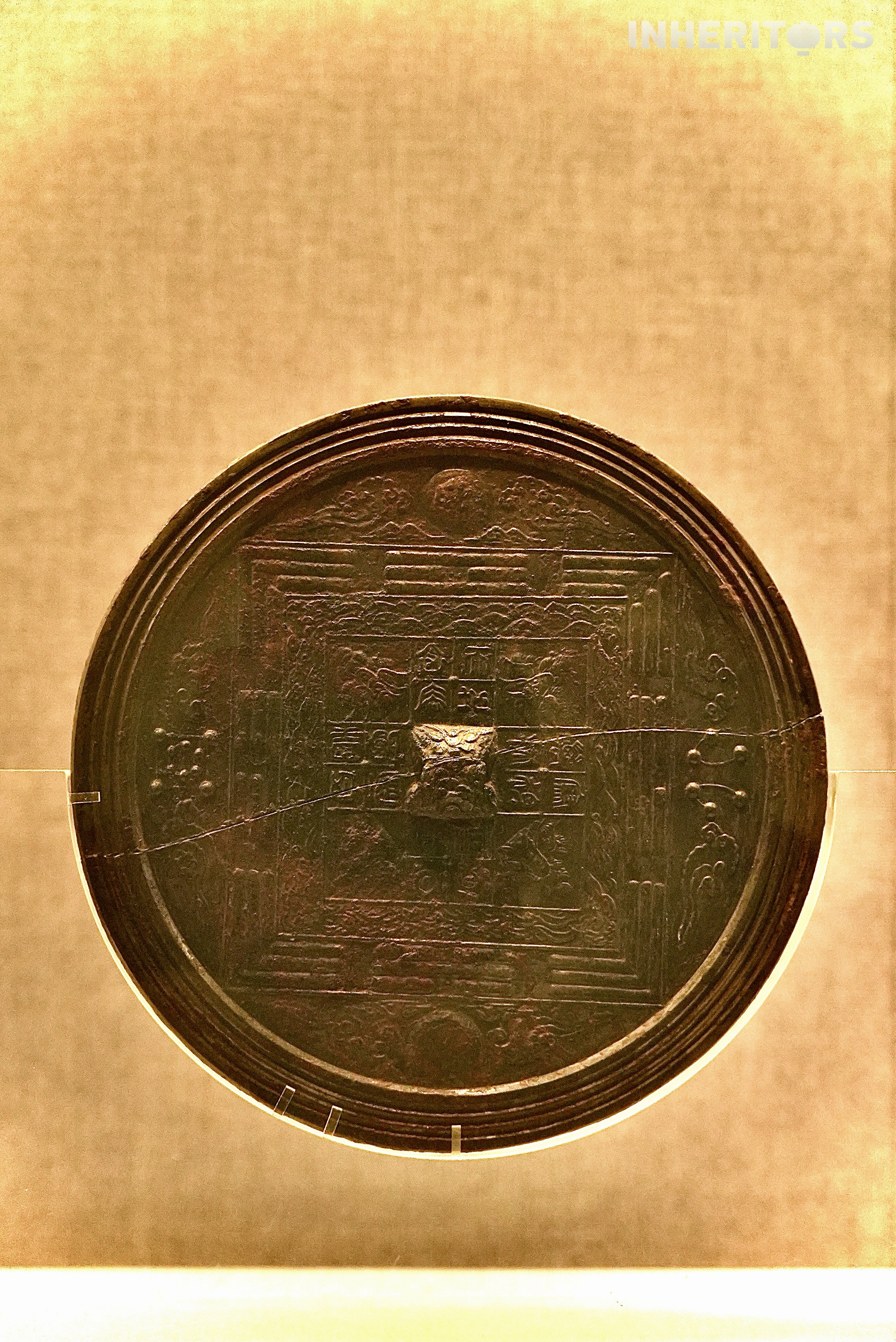 An ancient hand mirror is displayed in Luoyang, Henan Province. /CGTN