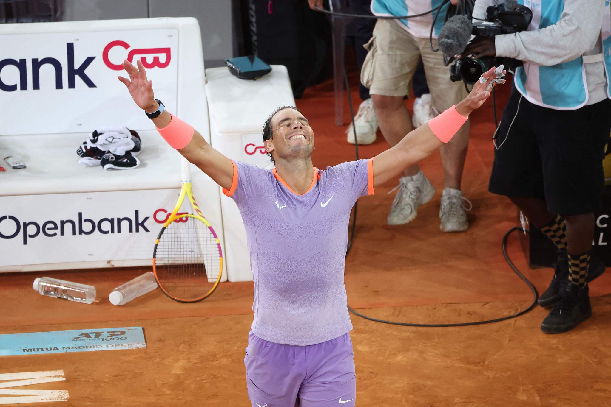 Rafael Nadal reacts after beating Alex de Minaur during the Madrid Open tennis tournament in Madrid, Spain, April 27, 2024. /CFP