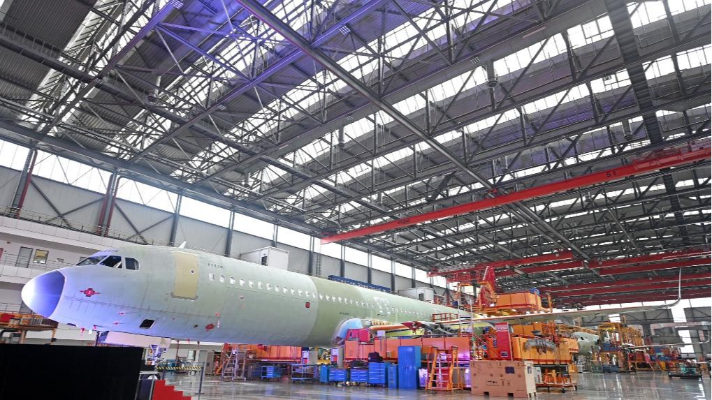 This photo taken on November 9, 2022 shows a view of Airbus' final assembly line for the A320 family aircraft in north China's Tianjin. /Xinhua