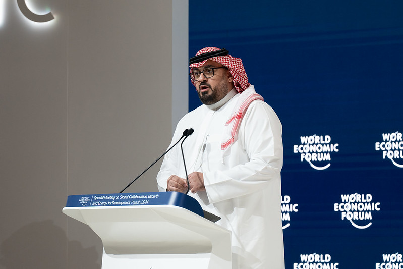 Faisal Alibrahim, minister of economy and planning of Saudi Arabia delivered a speech at the opening session of the WEF Special Meeting in Riyadh, Saudi Arabia on Sunday. /WEF Photo