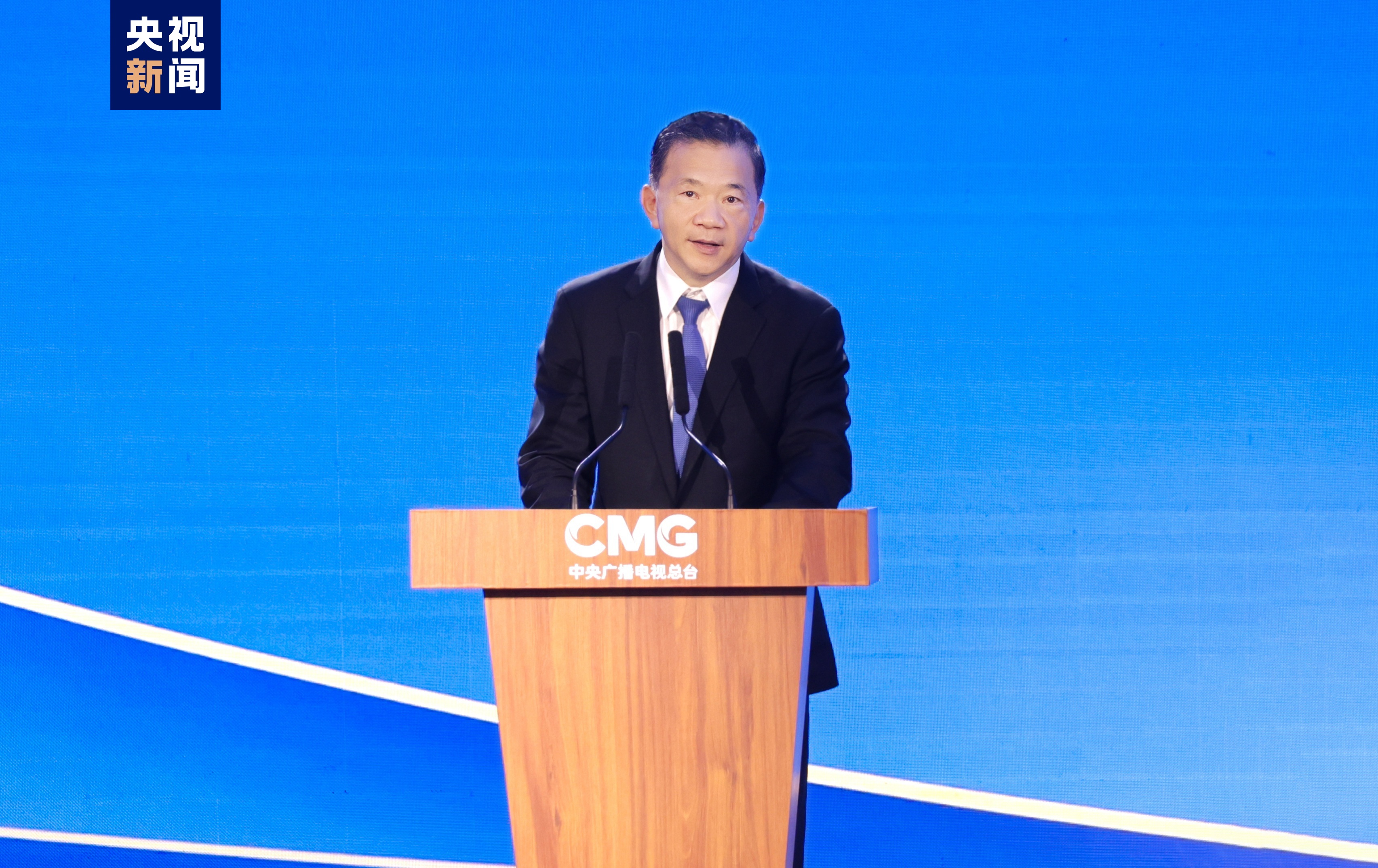 Shen Haixiong speaks at the event in Beijing, April 30, 2024. /CMG