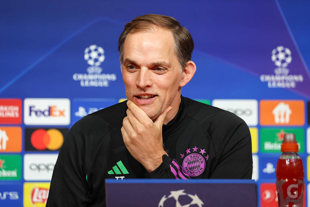Thomas Tuchel, manager of Bayern Munich, attends the press conference ahead of the first-leg game of the UEFA Champions League semifinals against Real Madrid at the Allianz Arena in Munich, Germany, April 29, 2024. /CFP 