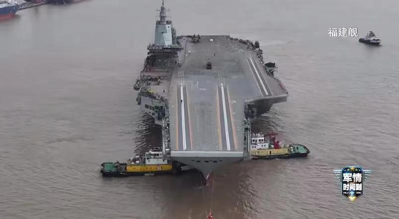 A file photo of China's third aircraft carrier, the Fujian, with a designated hull number of 18. /CMG