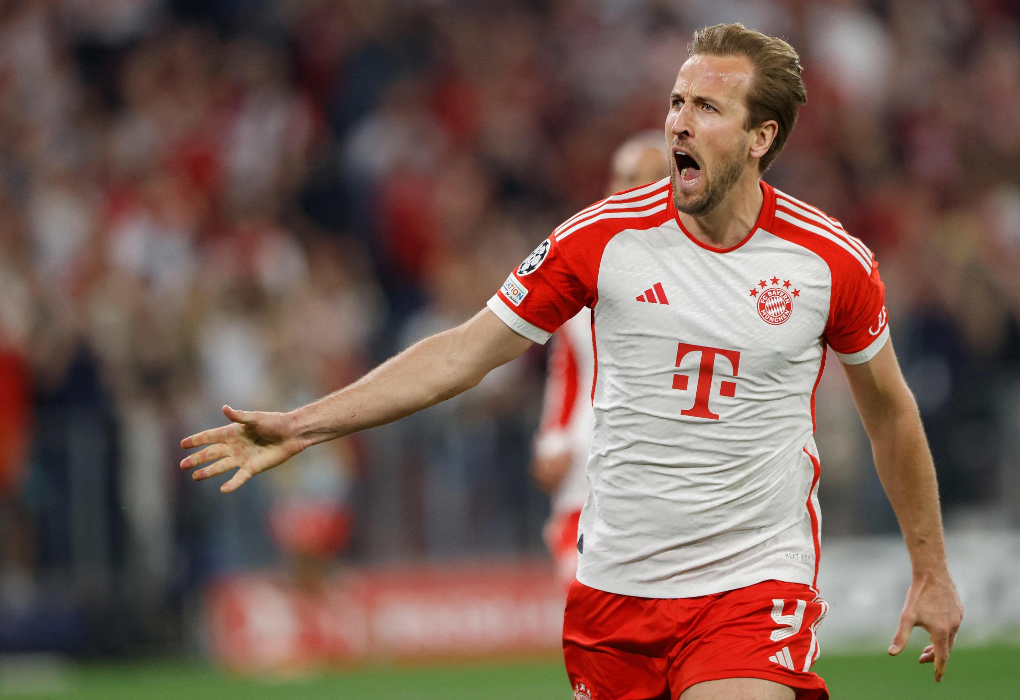 Bayern Munich's Harry Kane celebrates his goal during their clash with Real Madrid in Munich, Germany, April 30, 2024. /CFP