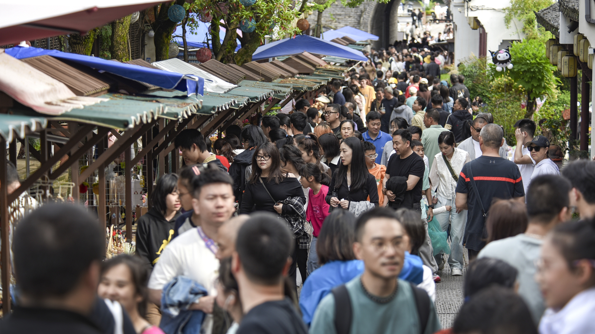 The ancient town of Guzicheng bustling with tourists in Jinhua city, Zhejiang Province, China, May 1, 2024. /CFP