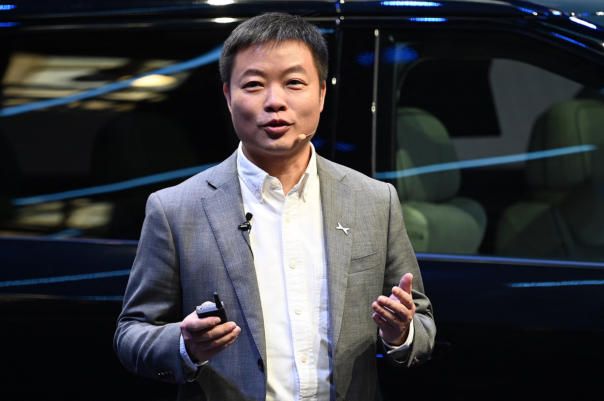 He Xiaopeng, CEO of electric vehicle manufacturer XPENG Motors, speaks at a press conference at Auto China 2024, Beijing, China, April 25, 2024. /CFP