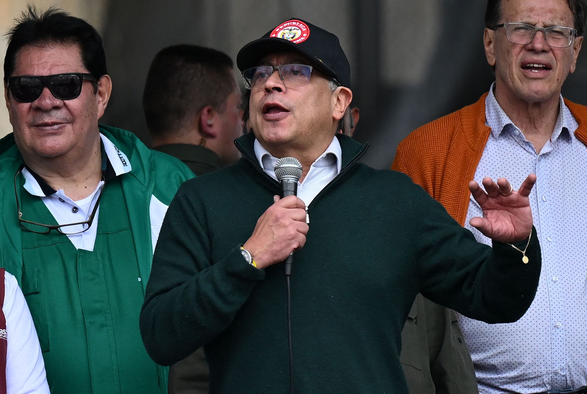 Colombia's President Gustavo Petro delivers a speech during a May Day (Labor Day) rally, saying his country will sever diplomatic ties with Israel, whose leader he described as 