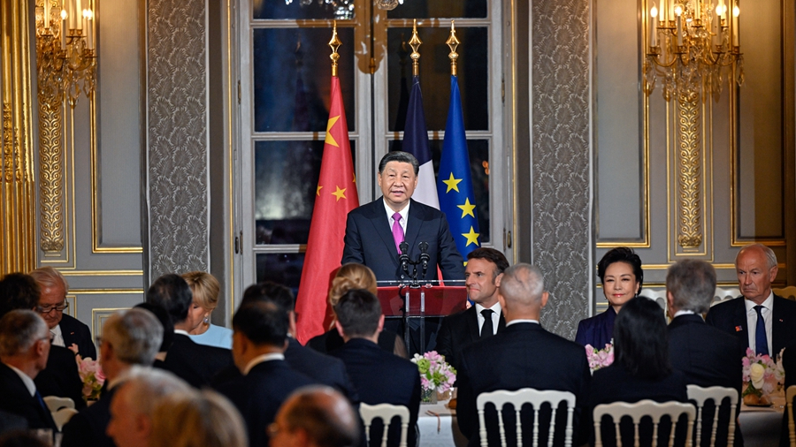 Chinese President Xi Jinping attended a welcome banquet at the Elysee Palace, Paris, France, May 6, 2024. /Xinhua