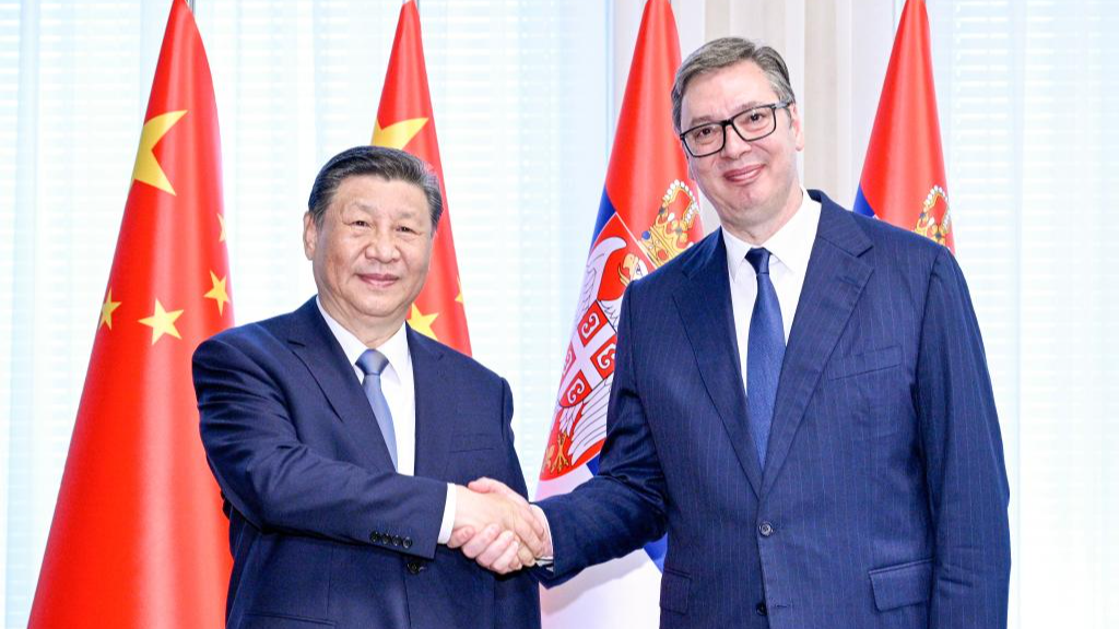 Chinese President Xi Jinping and Serbian President Aleksandar Vucic hold talks in Belgrade, Serbia, May 8, 2024. /Xinhua