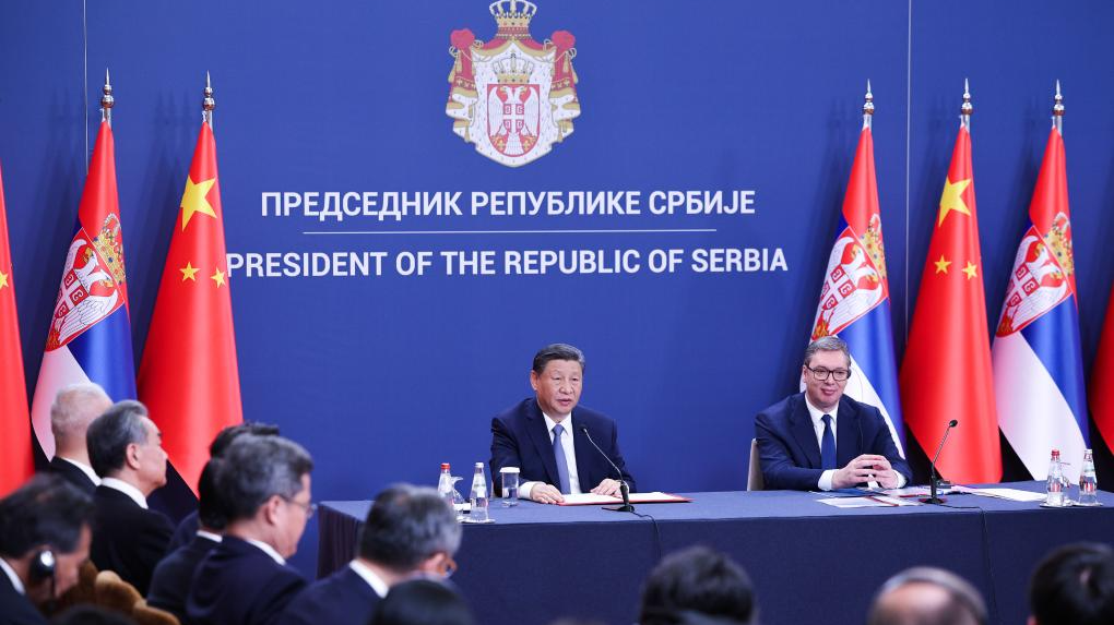 Chinese President Xi Jinping and Serbian President Aleksandar Vucic meet the press in Belgrade, Serbia, May 8, 2024. /Xinhua
