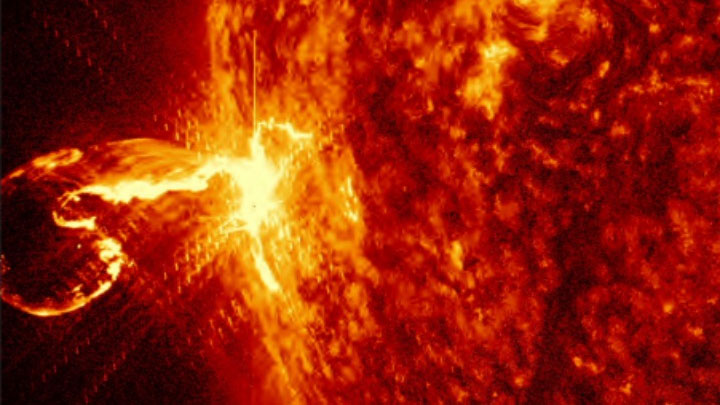 A solar flare with a coronal mass ejection. /Beijing Normal University via Xinhua