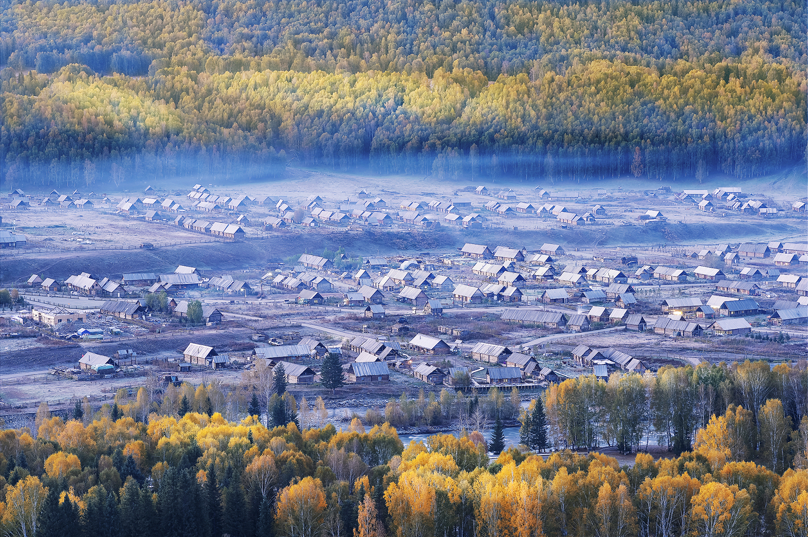 An aerial view of Hemu Village in Altay, Xinjiang /CFP