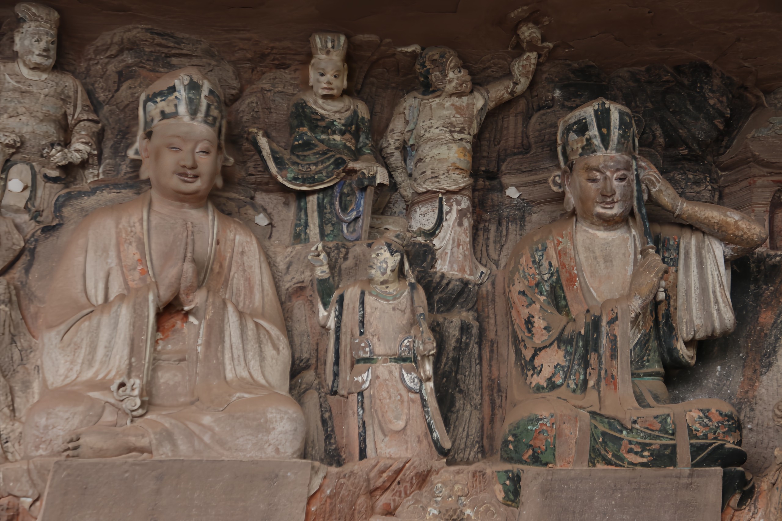 Buddhist statues are seen at the Pilu Cave in Anyue County, Sichuan Province. /IC 