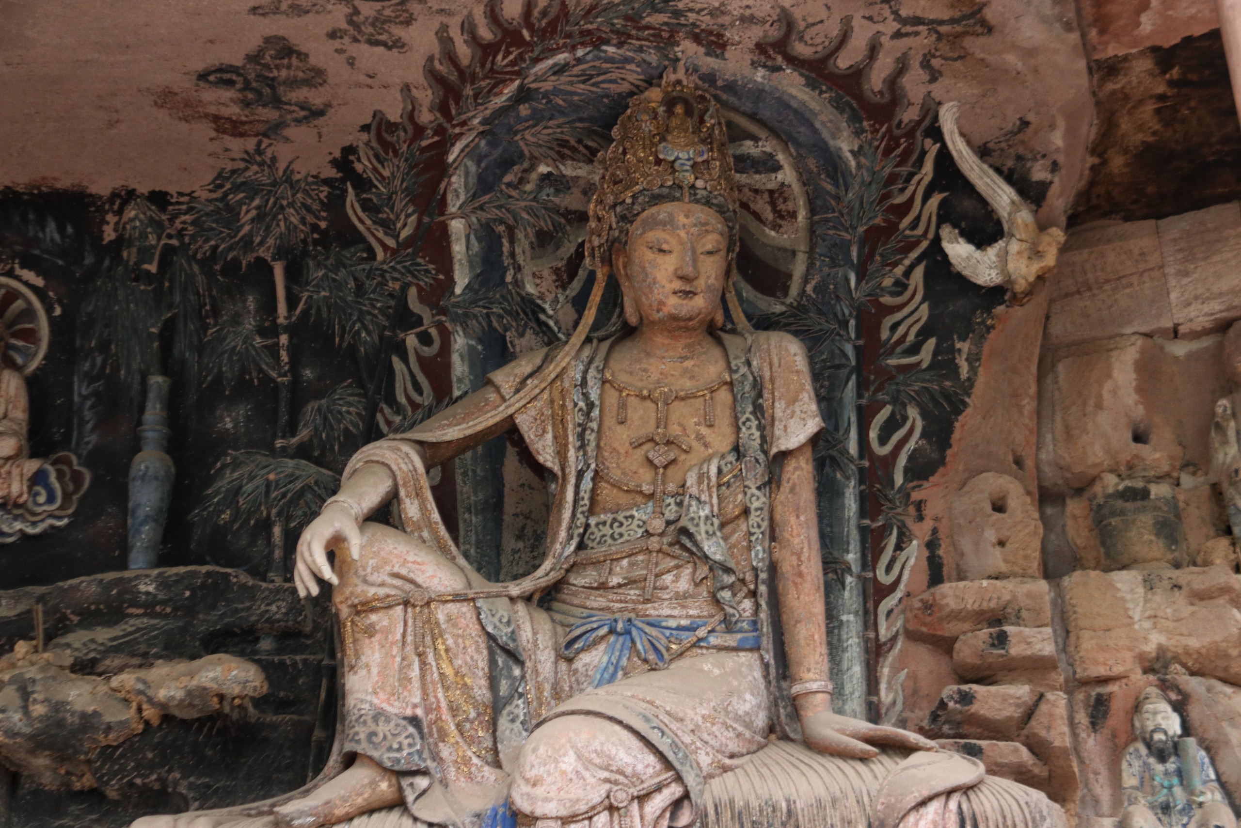 The sculpture of Zizhu Guanyin is pictured at the Pilu Cave in Anyue County, Sichuan Province. /IC 
