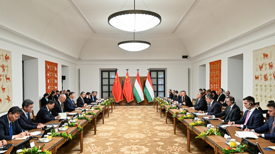 Chinese President Xi Jinping holds talks with Hungarian Prime Minister Viktor Orban in Budapest, Hungary, May 9, 2024. /Xinhua