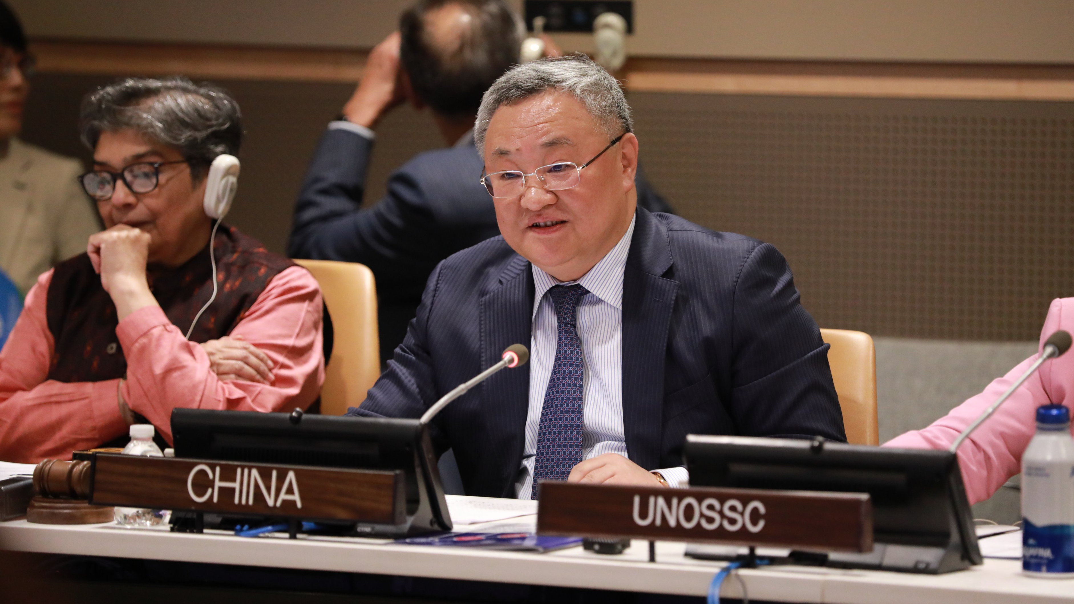 China's permanent representative to the UN Fu Cong speaks at a briefing held in New York, U.S., May 9, 2024. /Chinese Mission to the UN