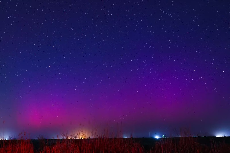 A stunning aurora appears in the sky above Changji City, Xinjiang Uygur Autonomous Region, May 11, 2024. /CFP