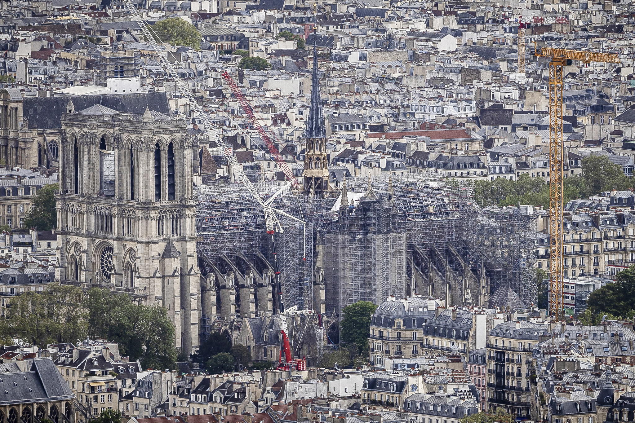 Restoration work takes place at the Notre-Dame Cathedral in Paris, on April 15, 2024. /CFP