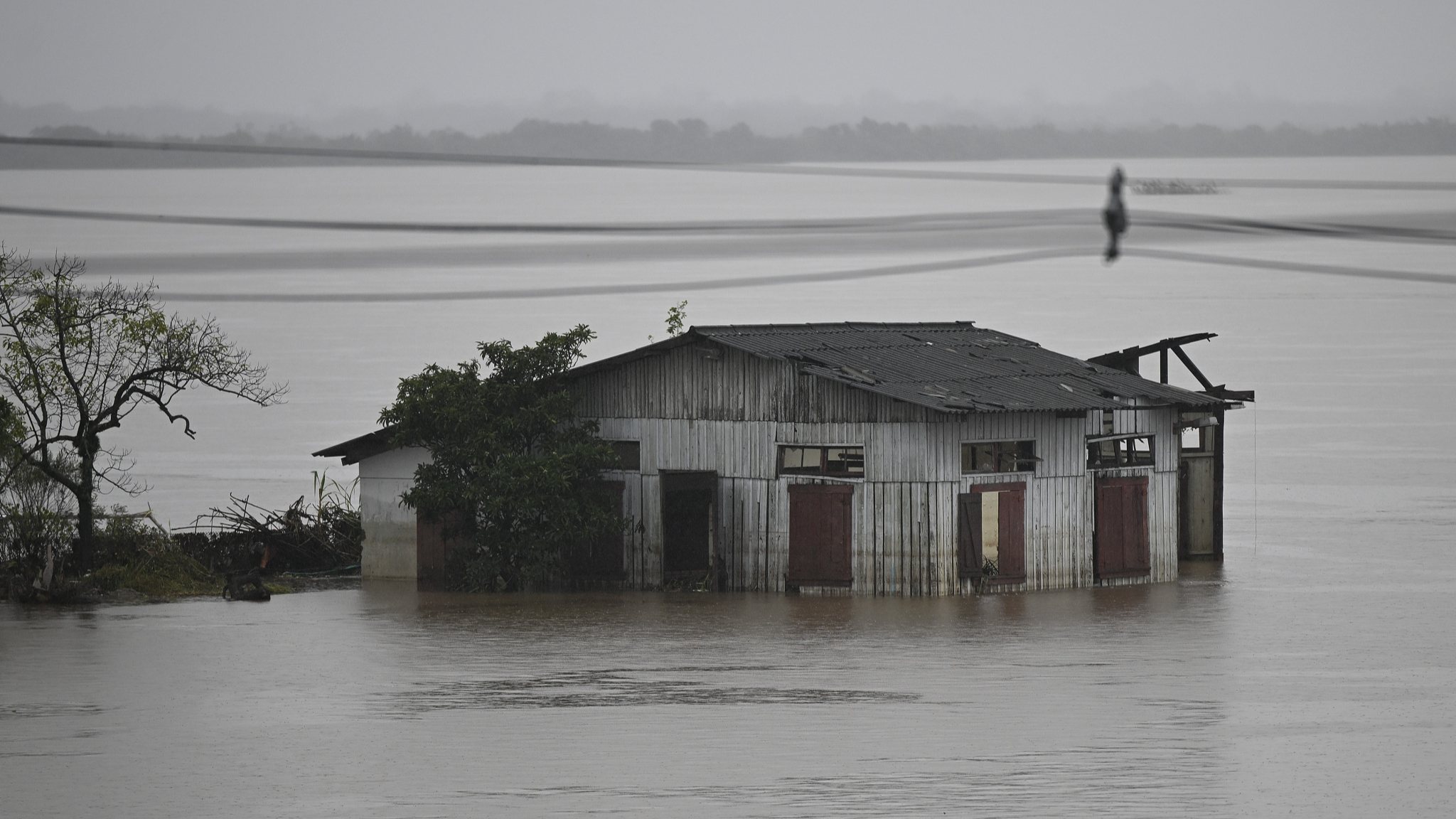 A view of a flooded street area in Porto Alegre, Rio Grande do Sul state, Brazil on May 12, 2024. /CFP