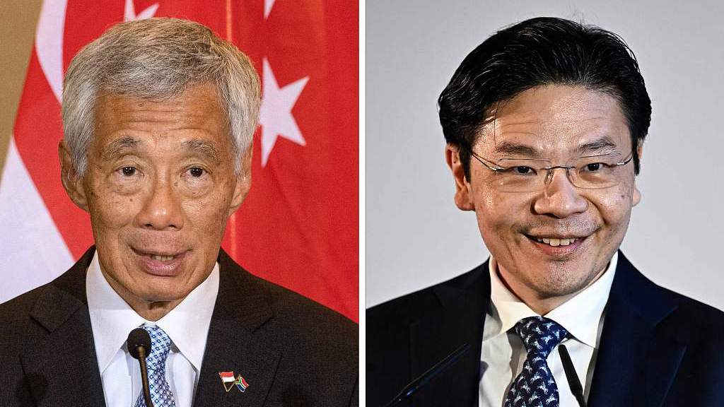 A combination of file photos shows Singapore's Prime Minister Lee Hsien Loong (L) and incoming Prime Minister Lawrence Wong (R). /CFP