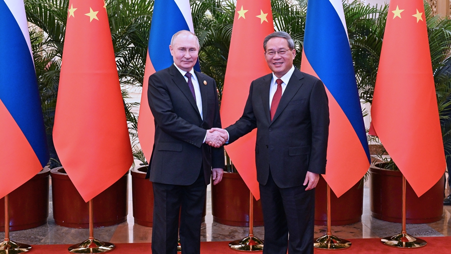 Chinese Premier Li Qiang meets with Russian President Vladimir Putin in Beijing, China, May 16, 2024. /Xinhua