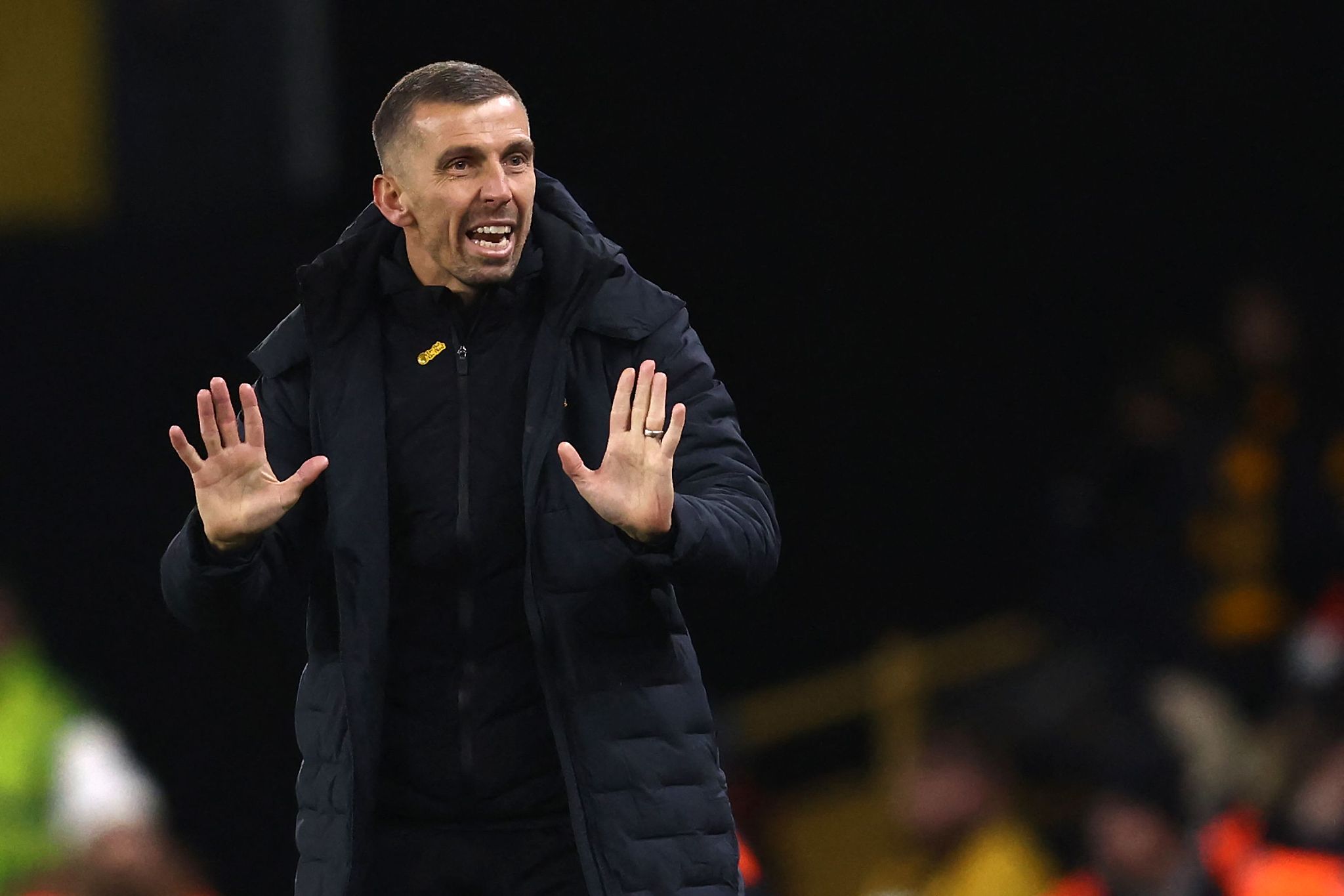 Wolves manager Gary O'Neil gestures on the touchline during their clash with Manchester United at the Molineux stadium in Wolverhampton, England, February 1, 2024. /CFP