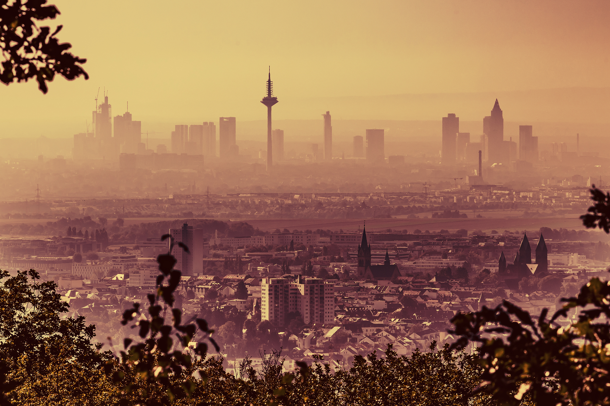 View of Frankfurt, Germany, in twilight. /CFP