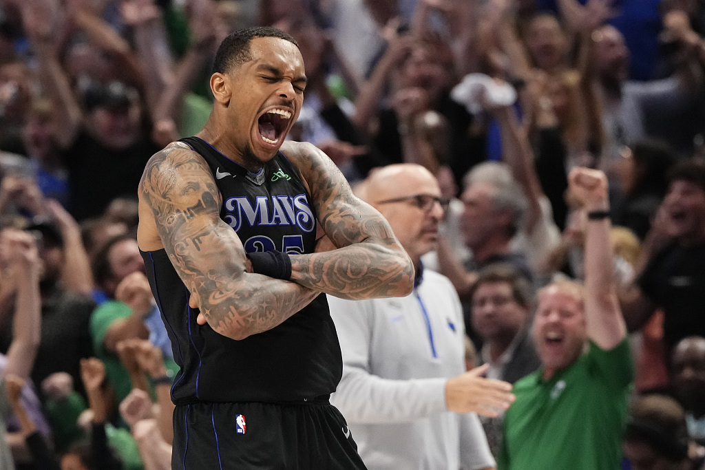 P.J. Washington of the Dallas Mavericks reacts after scoring in Game 6 of the NBA Western Conference semifinals against the Oklahoma City Thunder at the American Airlines Center in Dallas, Texas, May 18, 2024. /CFP