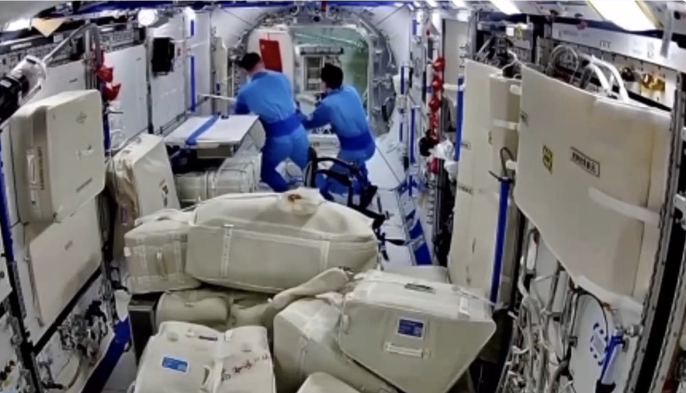 The Shenzhou-17 crew conduct scientific experiment at the China Space Station. /CMG