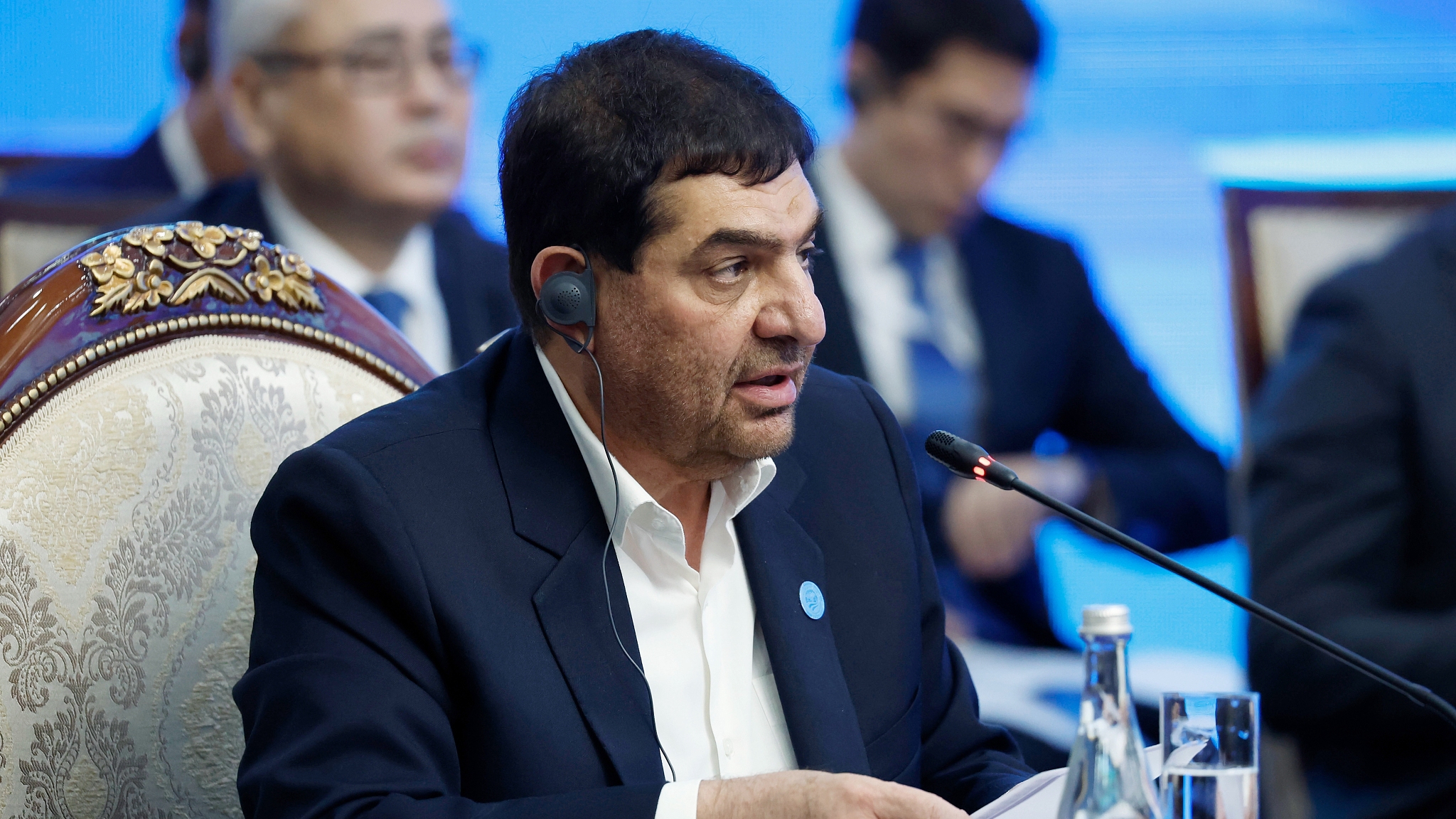 File photo of Iran's interim president Mohammad Mokhber attending a meeting of the Council of Heads of Government of the Shanghai Cooperation Organization member states in an expanded format, in Bishkek, Kyrgyzstan, October 26, 2023. /CFP