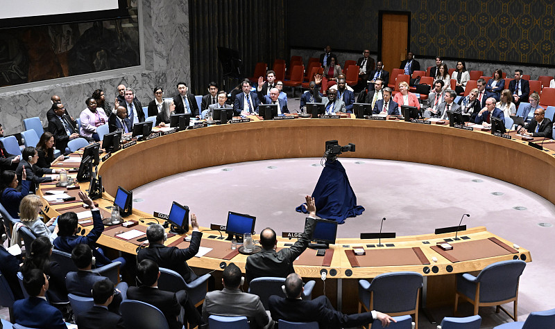 The United Nations Security Council convene to vote on a draft resolution spearheaded by Russia, advocating for the prohibition of the placement of any weapons in space in New York, United States, May 20, 2024. /CFP