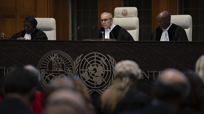 Presiding Judge Nawaf Salam reads the ruling of the International Court of Justice, or World Court, in The Hague, Netherlands, May 24, 2024. /CFP