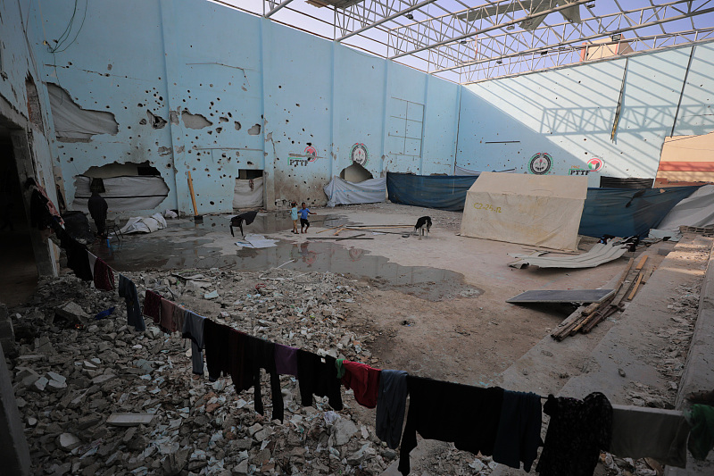 A heavily damaged stadium due to Israeli attacks in Deir al-Balah, Gaza, May 20, 2024. /CFP