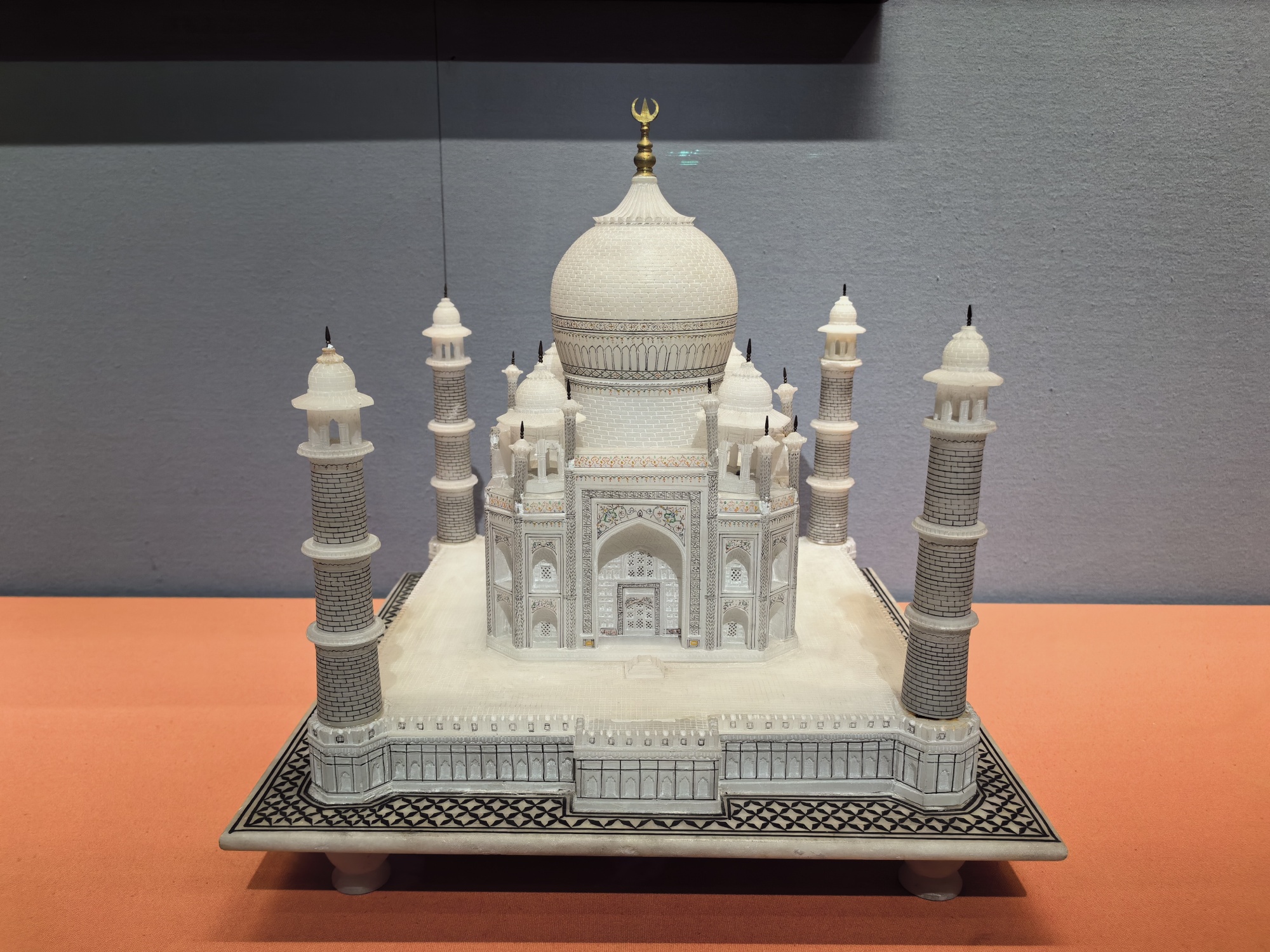A carved marble model of the Taj Mahal given by the city government of Agra, India in 1954 is on display at the Central Gifts and Cultural Relics Management Center in Beijing, on May 23, 2024. /CGTN