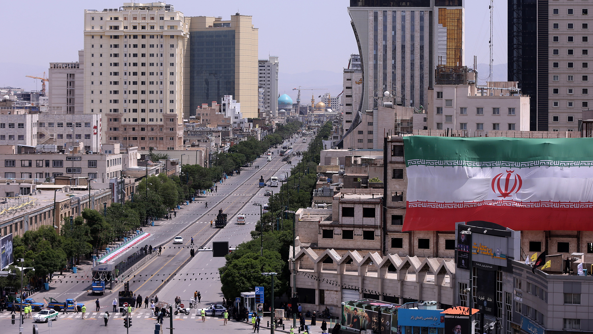 Iranian flags cover the streets of Mashhad in Iran, where the country's late President Ebrahim Raisi is buried, May 23, 2024. /CFP
