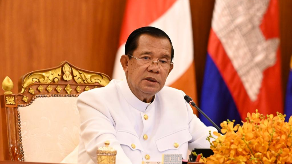 A picture of Cambodia's Senate President Samdech Techo Hun Sen in a meeting in Phnom Penh, Cambodia, April 3, 2024. /CFP