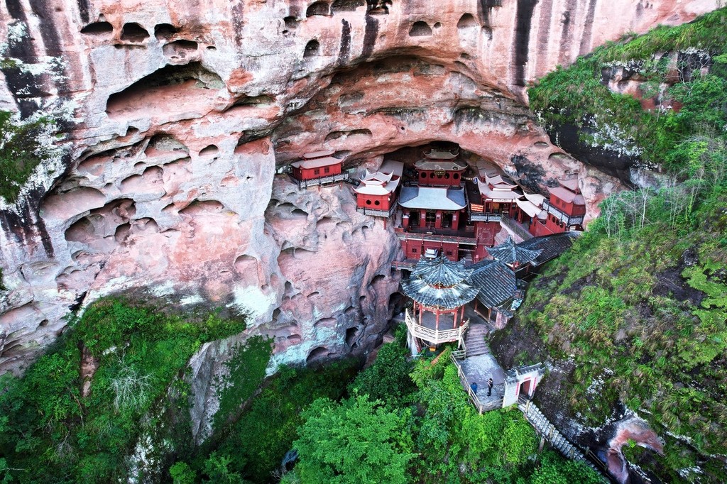 Ganlu Temple is seen from above in Taining County of Sanming, Fujian Province on May 28, 2024. /IC
