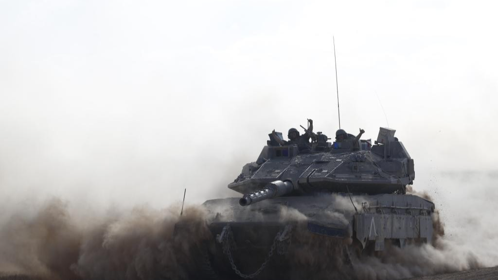 Israeli troops are seen near the border with Gaza Strip in southern Israel, May 29, 2024. /Xinhua
