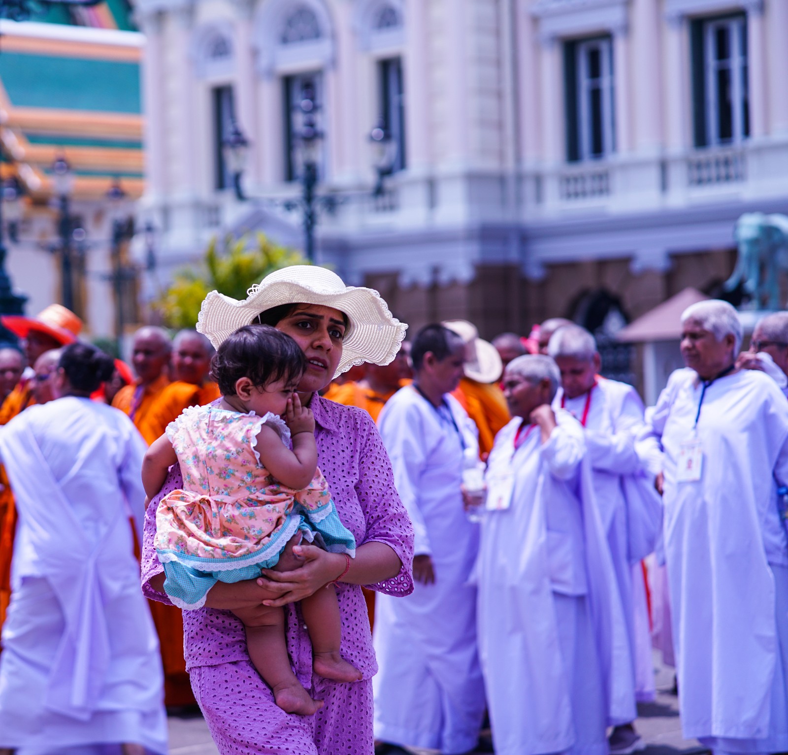 Tourists and monks from various countries at the Temple of the Emerald Buddha in Bangkok, Thailand, April 23, 2024. /CFP