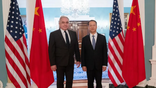 Chinese Vice Foreign Minister Ma Zhaoxu (R) meets with U.S. Deputy Secretary of State Kurt Campbell in Washington, D.C., U.S., May 30, 2024. /Chinese Foreign Ministry