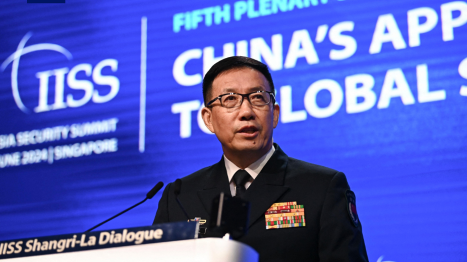 Chinese Defense Minister Dong Jun speaks during the 21st Shangri-La Dialogue in Singapore, June 2, 2024. /CMG